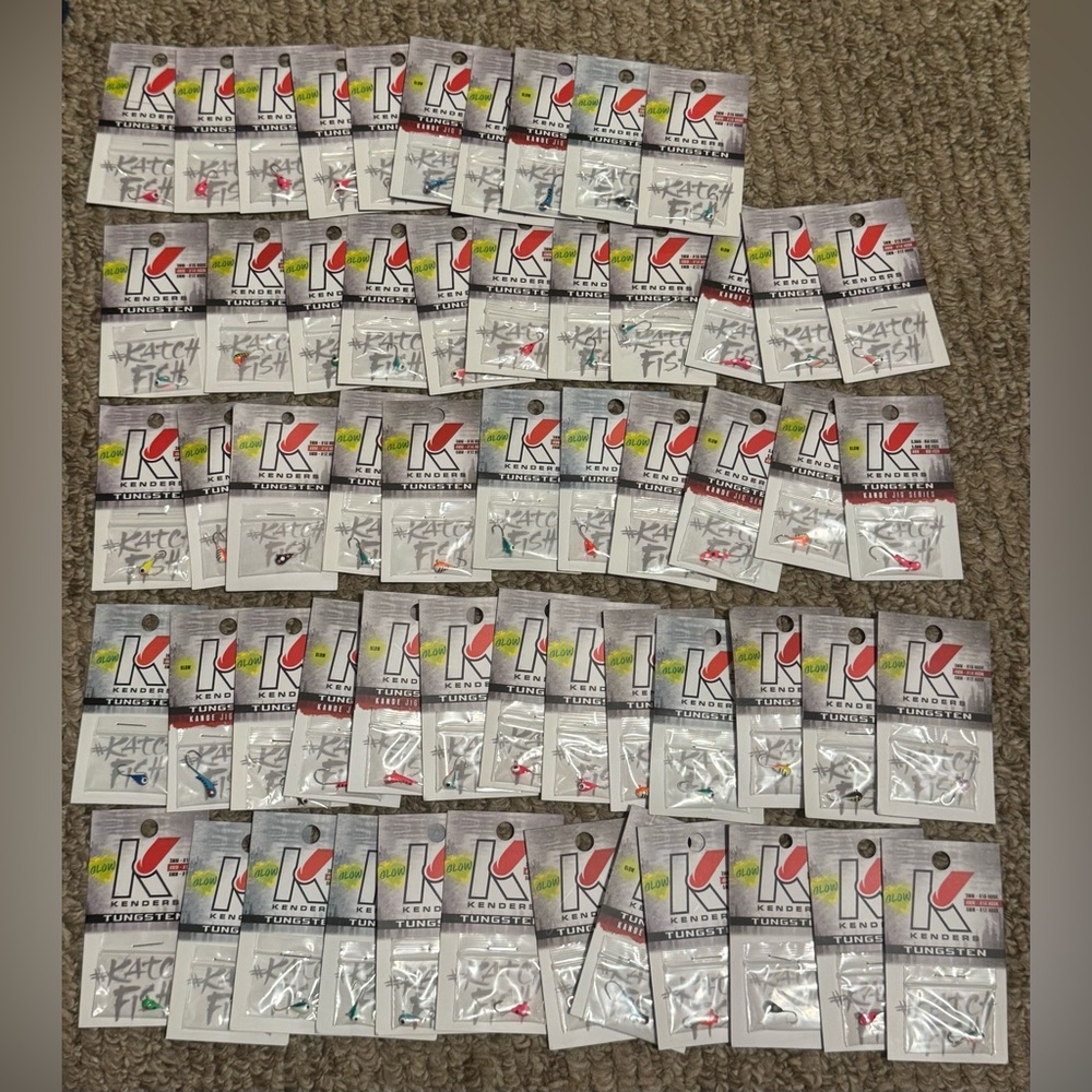 Kenders Tungsten Glow Jigs 57 Total All 4mm #14 Hook